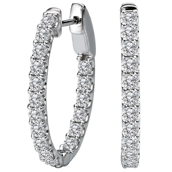 Ladies earrings milestone charm -Ladies Diamond Hoop Earrings