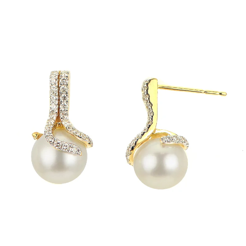 Ladies earrings gold plated -14KT Yellow Gold Freshwater Pearl Earring