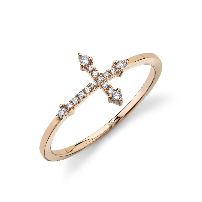 Ladies rings royal elegance -14KT GOLD .09 CTW DIAMOND CROSS RING