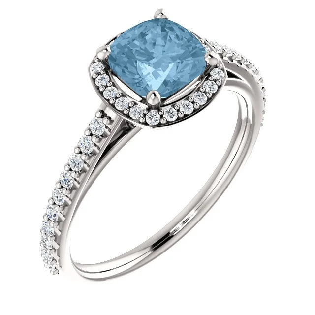 Ladies rings jade band -PLATINUM 1.42 CT SKY BLUE TOPAZ & 1/3 CTW DIAMOND HALO RING