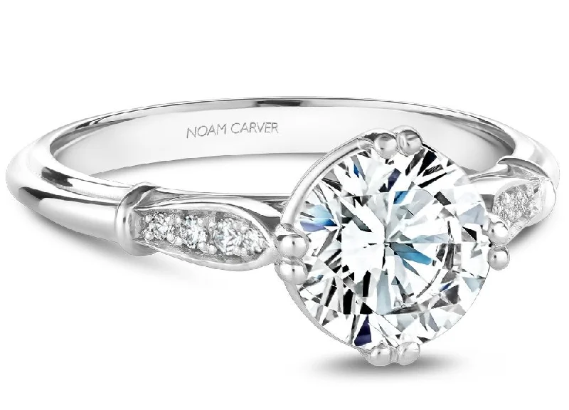 Ladies engagement rings spiritual stone -Noam Carver 14K White Gold .06cttw side diamond Engagement R...