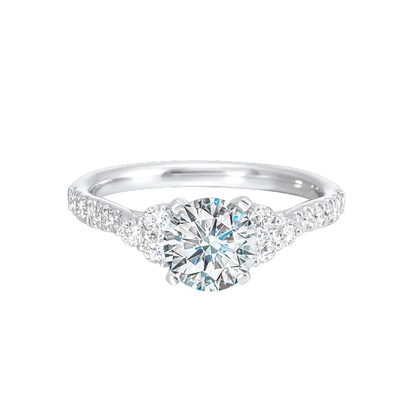 Ladies engagement rings river stone -1/3 Ctw Daphne Diamond Engagement Ring Setting in 14 Karat White Gold