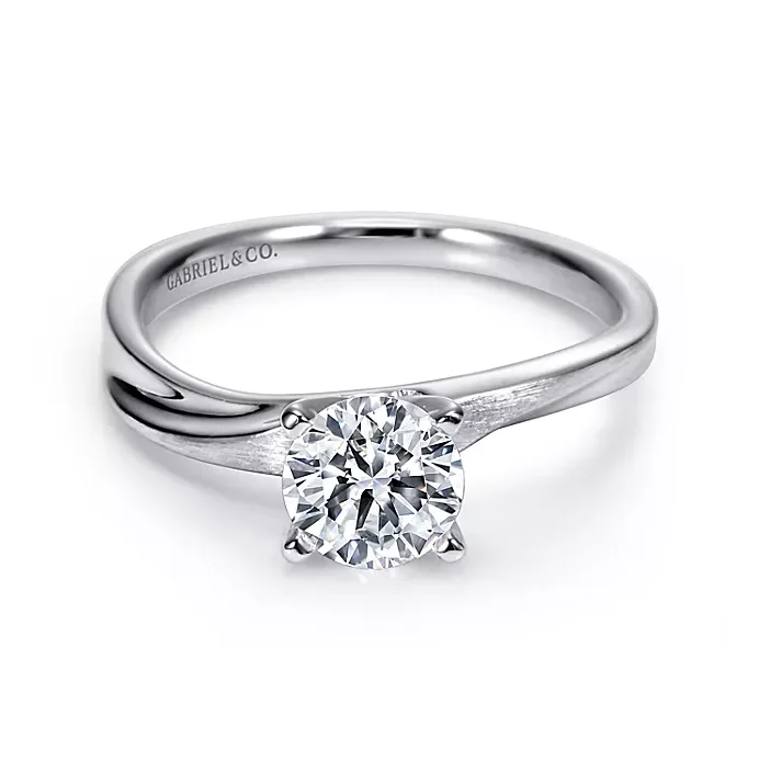 Ladies engagement rings heirloom quality -Hattie - 14K White Gold Round Diamond Engagement Ring