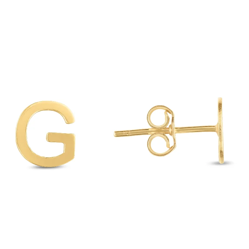 Ladies earrings winter accessory -14K Gold Initial G Stud Earring