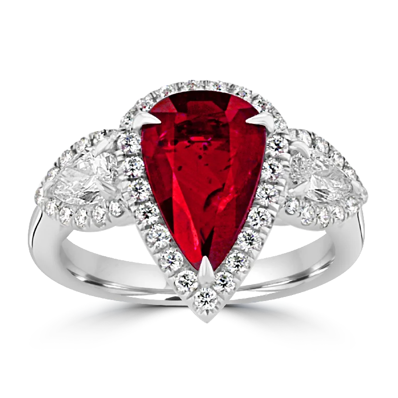 Ladies rings rose gold -JULEVE 18KT WHITE GOLD 3.30CT RUBY & 0.89CT DIAMOND RING