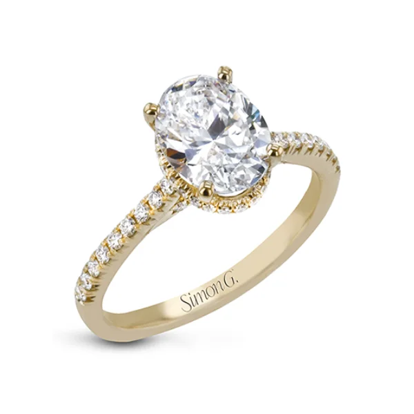 Ladies engagement rings discount offer -18 Karat Yellow Gold Simon G. 1/3 Carat Oval Hidden Halo Diamond Engagement Ring Setting