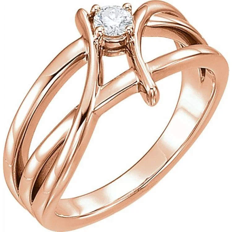 Ladies rings flamingo design -14K Rose 1/4 CT Natural Diamond Ring