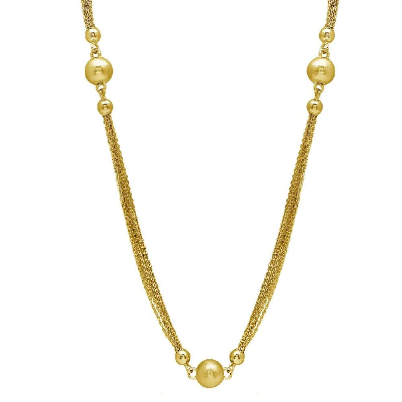 ladies necklaces lengths-Gold Plated 925 Sterling Silver Multi Strands Beaded Necklace - DIN00034GP