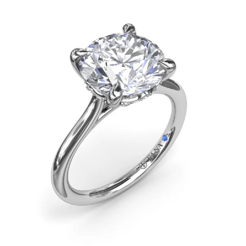 Ladies engagement rings matching band -Fana Classic Hidden Halo Diamond Engagement Ring Setting in 14 Karat White Gold