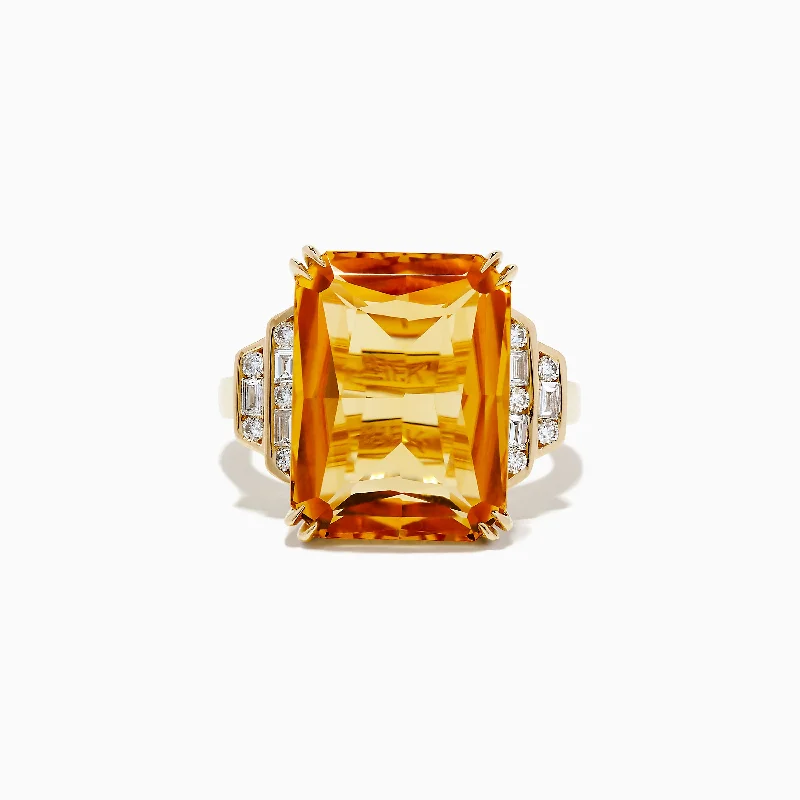 Ladies rings clearance deal -Sunset 14K Yellow Gold Citrine and Diamond Ring