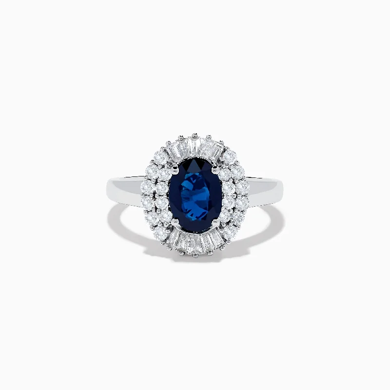 Ladies rings jesus design -Royale Bleu 14K White Gold Sapphire and Diamond Ring