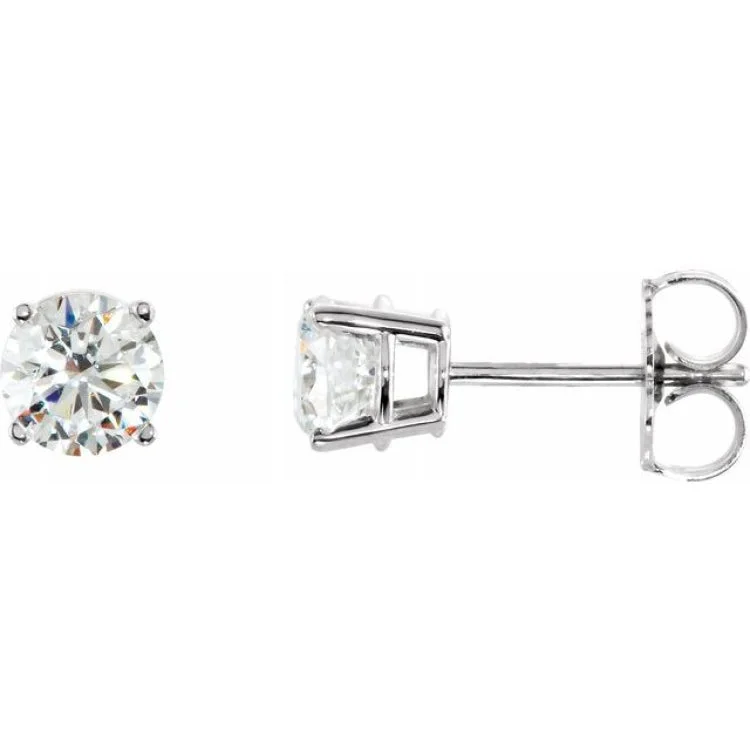 Ladies earrings retirement present -Sterling Silver 6 mm Imitation White Cubic Zirconia Stud Earrings