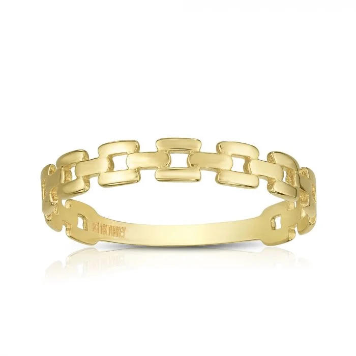 Ladies rings nordic runes -EMILIQUE 14 KARAT YELLOW GOLD PANTHER LINK RING