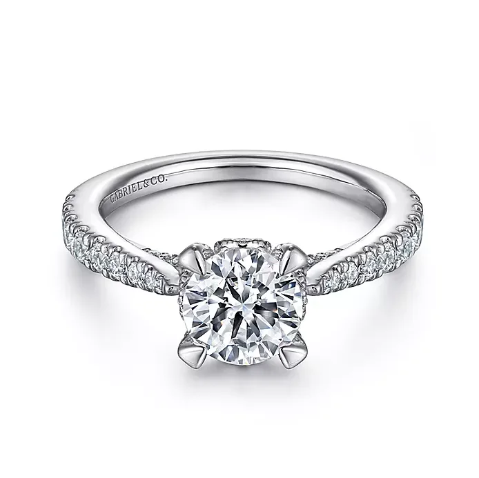 Ladies engagement rings online deal -Melina - 14K White Gold Round Diamond Engagement Ring