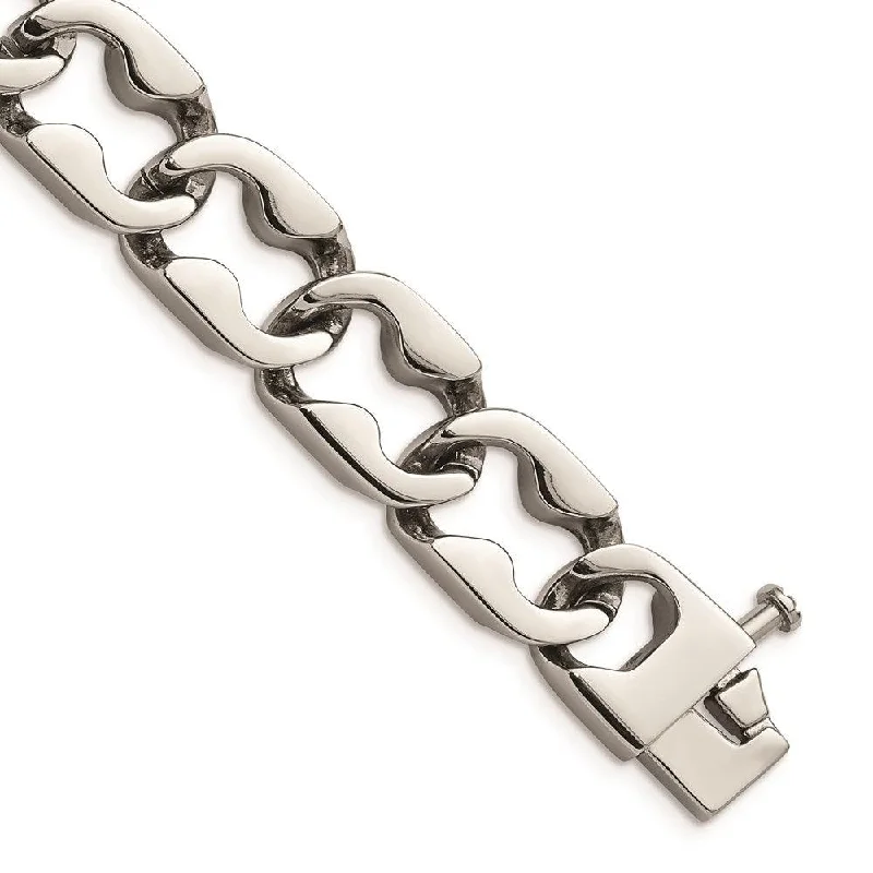 ladies bracelets graduation-Stainless Steel Polished Large Link Bracelet