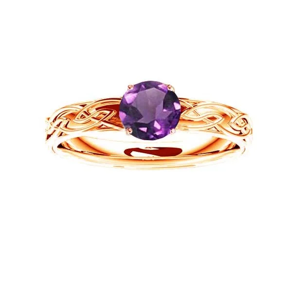 Ladies engagement rings woodland theme -EDINBURGH CELTIC FLOWS ENGAGEMENT RING IN 9ct ROSE GOLD WITH AMETHYST