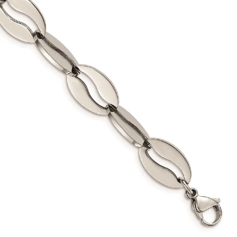 ladies bracelets bold-Stainless Steel Polished Heart Bracelet