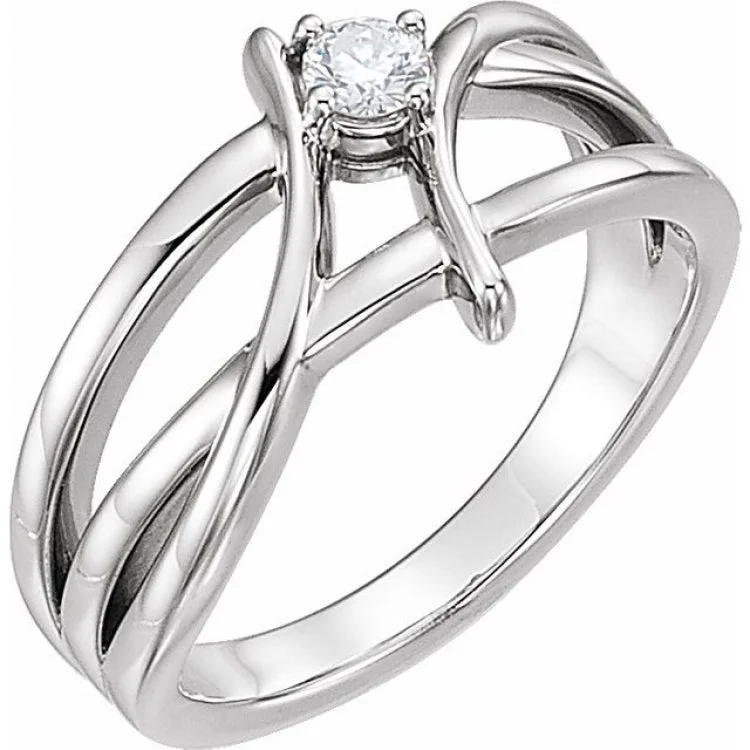 Ladies rings ocean wave -14K White 1/2 CT Natural Diamond Ring