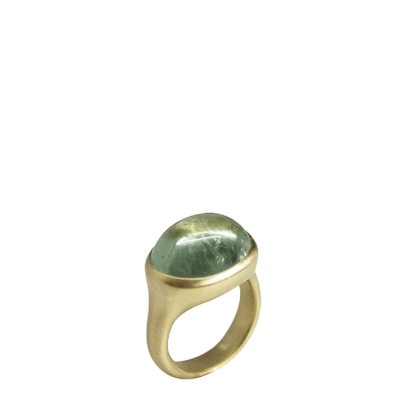 Ladies rings memorial ring -18K Gold Green Tourmaline Ring