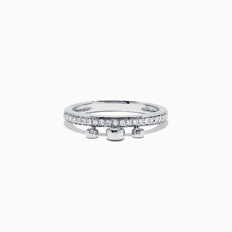 Ladies rings designer brand -Pave Classica 14K White Gold Diamond Charms Ring, 0.26 TCW