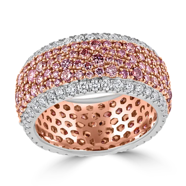 Ladies rings fair trade -JULEVE 18KT WHITE & ROSE GOLD 3.64CT PINK & WHITE DIAMOND ETERNITY RING