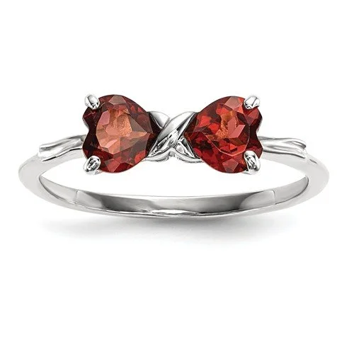 Ladies rings virgin mary -14KT WHITE GOLD 1.00 CTW HEART GARNET 2 STONE RING