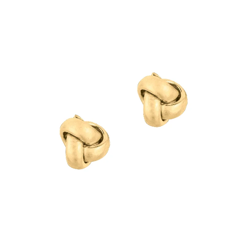 Ladies earrings handmade artisan -14K Gold Mini Classic Polished Love Knot Stud Earring