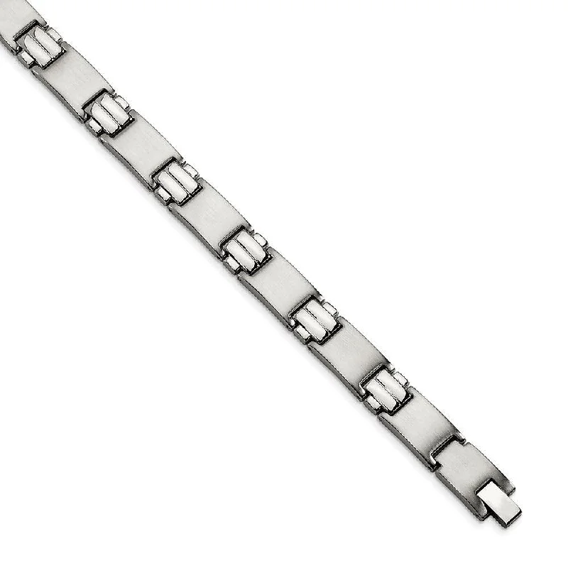 ladies bracelets dazzling-Stainless Steel Brushed and Polished 8.5in Bracelet