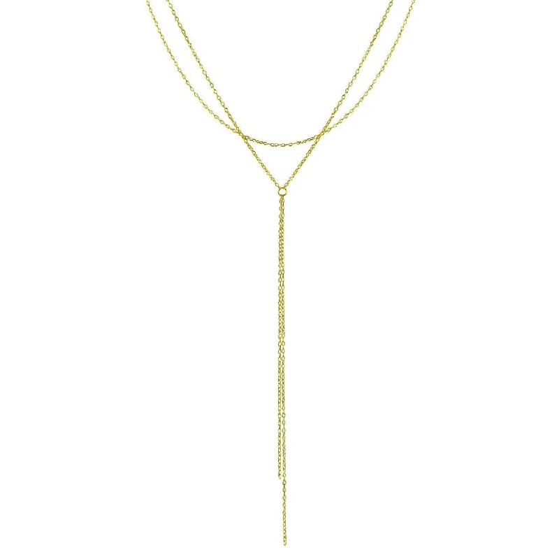 ladies necklaces single strand-Gold Plated 925 Sterling Silver Dangling Chain Necklace - STP01697GP