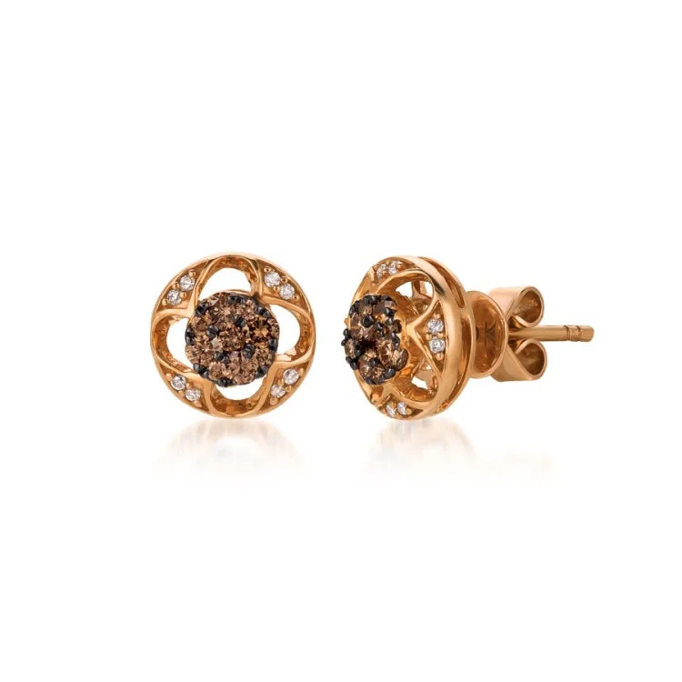 Ladies earrings with zirconia -Le Vian 14K Strawberry Gold Earrings