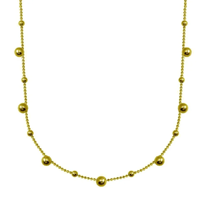 ladies necklaces treat-Gold Plated 925 Sterling Silver Multi Beaded Necklace - ITN00140-GP