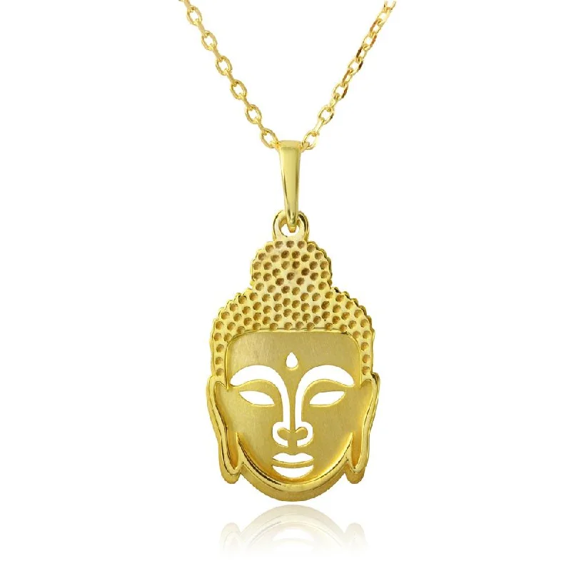 ladies necklaces graduation-Gold Plated 925 Sterling Silver Buddha Pendant Necklace - SOP00011