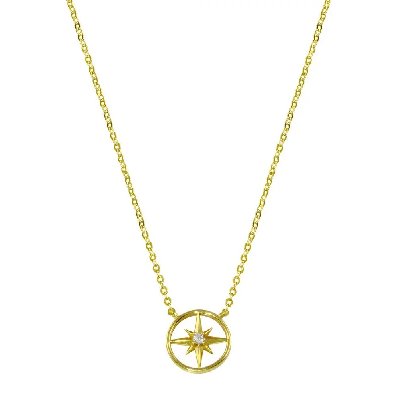 ladies necklaces care-Gold Plated 925 Sterling Silver Northern Star Necklace - STP01774GP