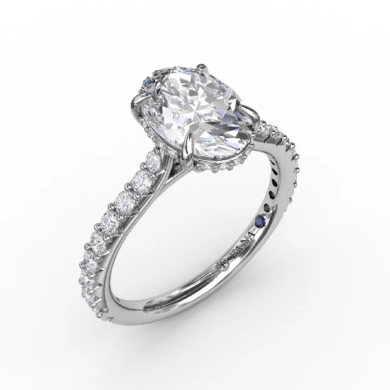 Ladies engagement rings fair trade -14 Karat White Gold Fana 1/2 Carat Hidden Pavé Halo Diamond Engagement Ring Setting