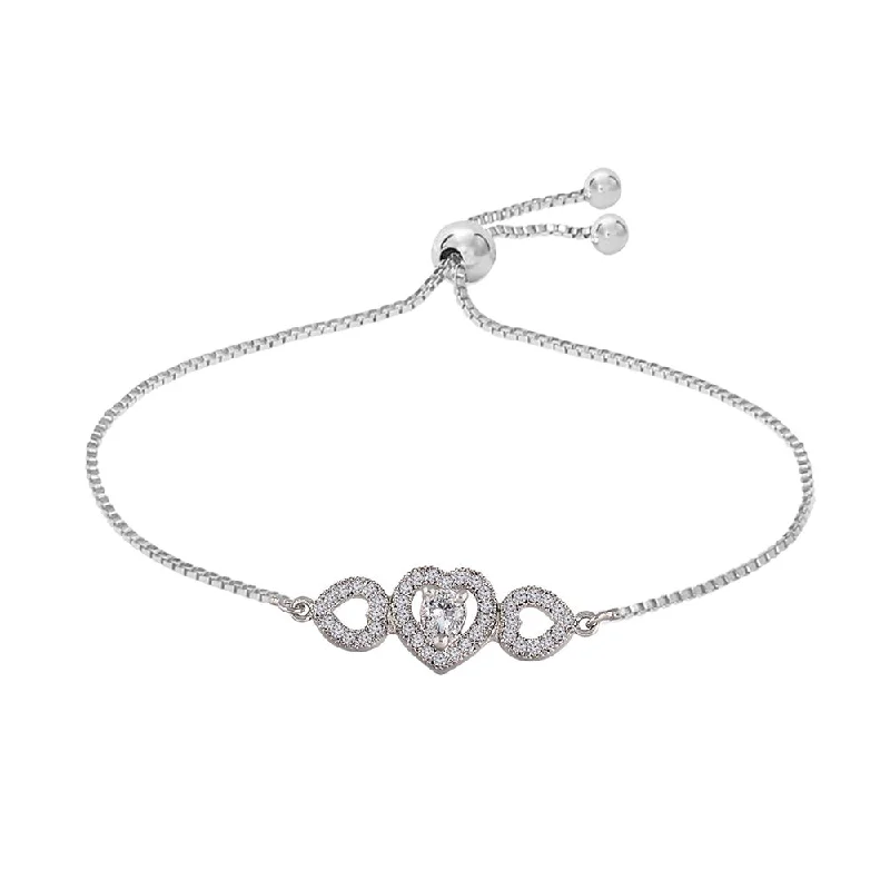 ladies bracelets timeless-Etnico Rhodium-Plated Pull Chain Bracelet (Women) - ADB164S