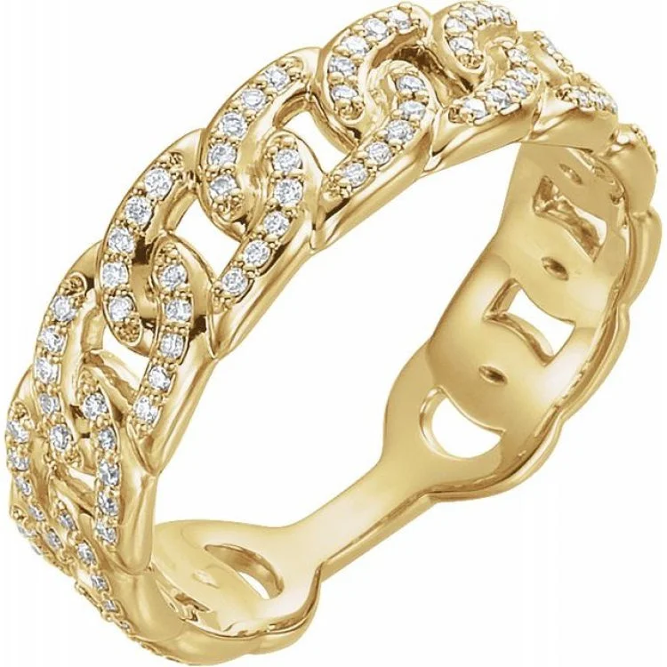 Ladies rings pharaoh design -14K Yellow 1/4 CTW Diamond Stackable Chain Link Ring