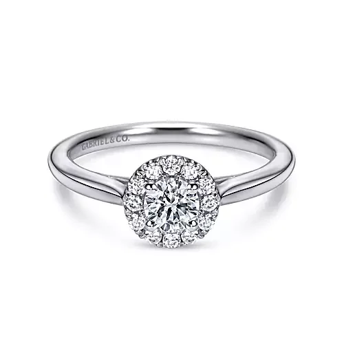 Ladies engagement rings exclusive style -Casapia - 14K White Gold Round Halo Complete Diamond Engagement Ring