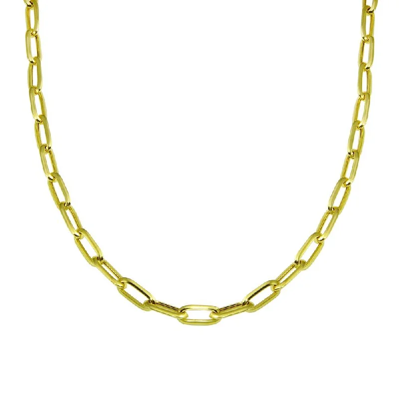 ladies necklaces turquoise-Gold Plated 925 Sterling Silver Paperclip Chain Necklace - ITN00150-GP