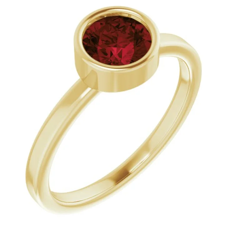 Ladies rings personalized engraving -14K Yellow 6 mm Natural Mozambique Garnet Ring