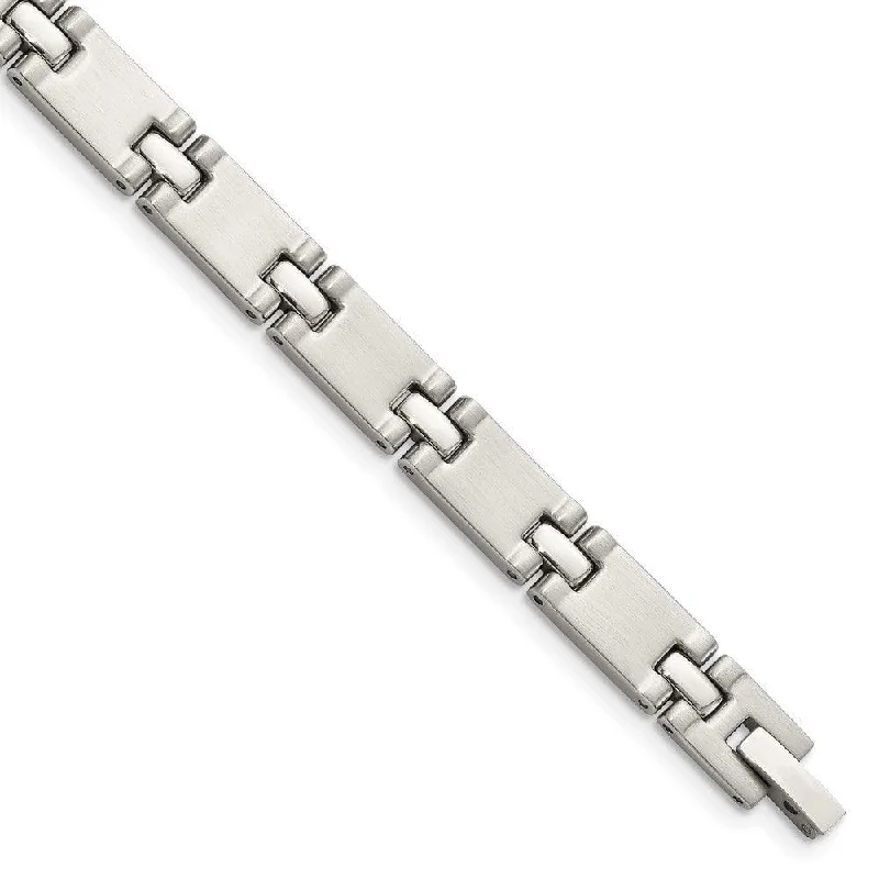 ladies bracelets retro-Stainless Steel Brushed and Polished 8.5in Bracelet