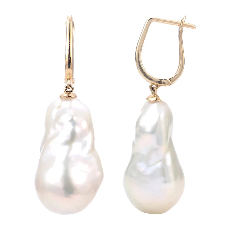 Ladies earrings office wear -14KT Yellow Gold Freshwater Pearl Earring