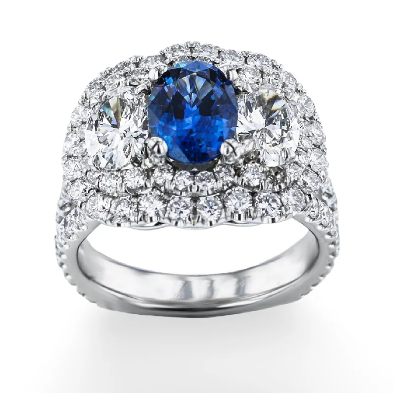 Ladies rings welsh symbol -JULEVE PLATINUM 1.55CT SAPPHIRE & 2.74CTW DIAMOND RING