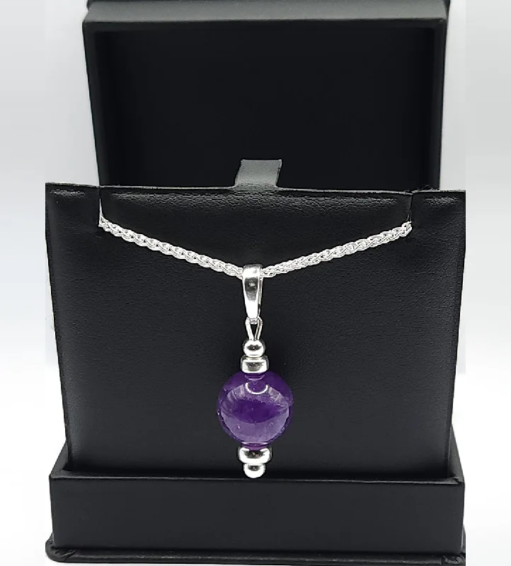 ladies necklaces near me-AMETHYST- PENDANT NECKLACE