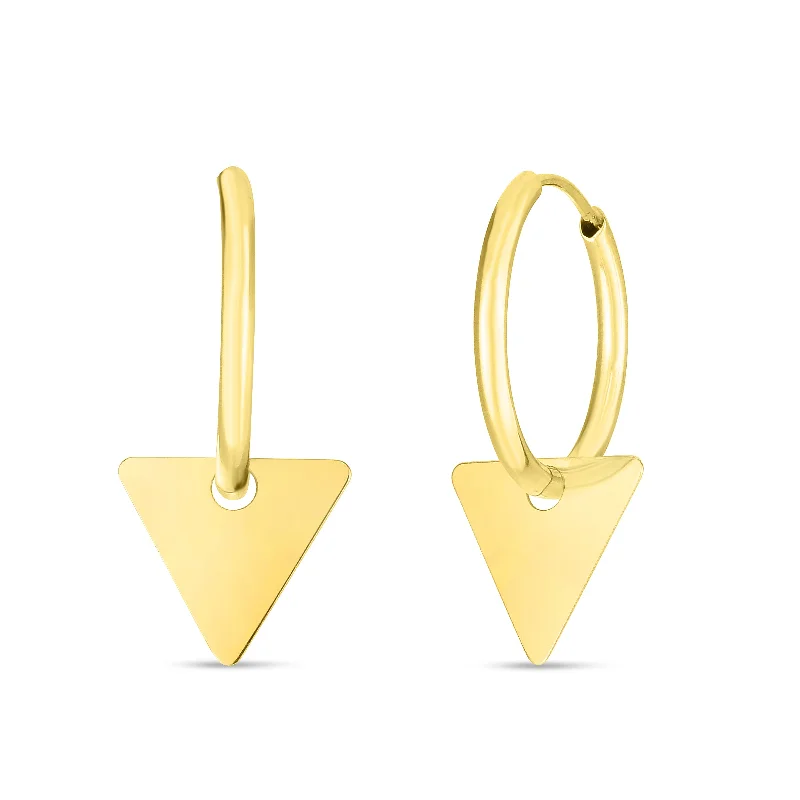 Ladies earrings neon bright -14K Dangle Triangle Huggie Earring