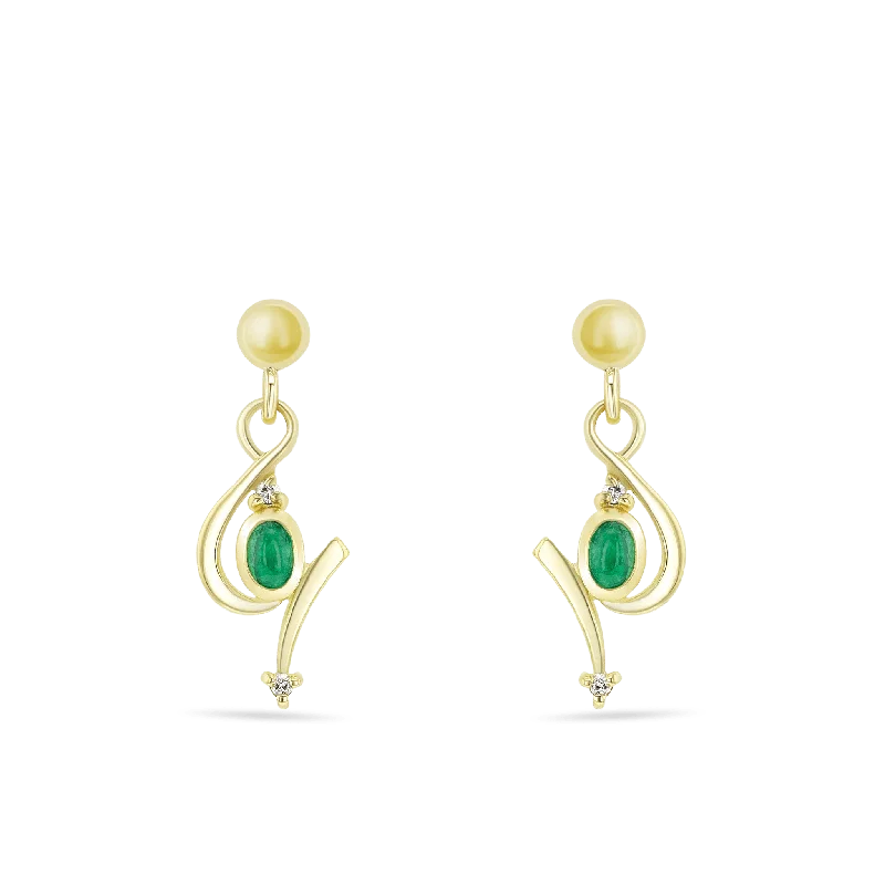 Ladies earrings elegant style -Waves Emerald Earrings