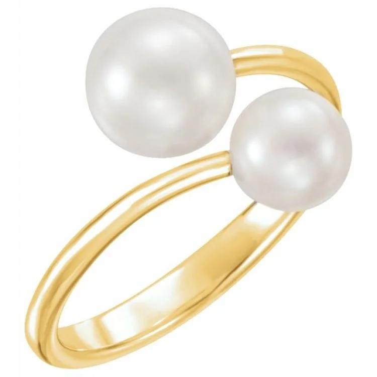 Ladies rings gold and silver -14K Yellow Freshwater Cultured Pearl Ring