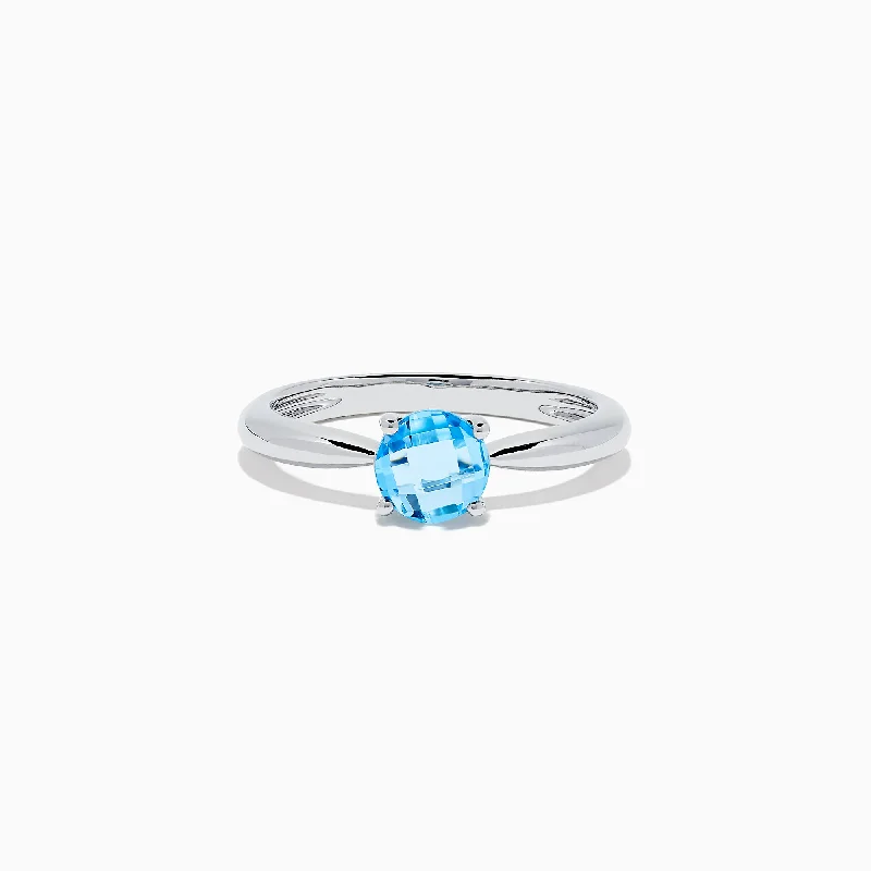 Ladies rings compass design -Ocean Bleu 14K White Gold Blue Topaz Ring, 1.00 TCW