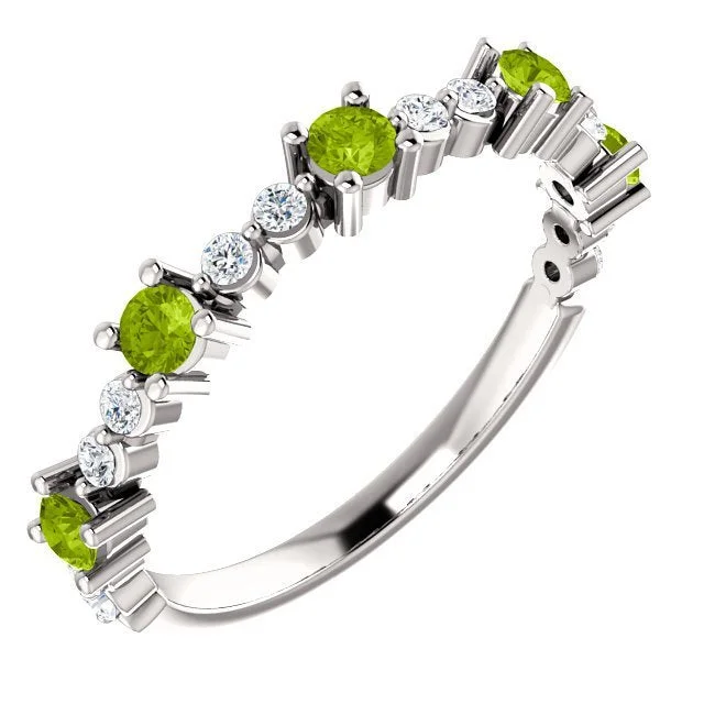 Ladies rings autumn tones -14KT GOLD .45 CTW PERIDOT & .20 CTW DIAMOND ACCENT STACKABLE RING