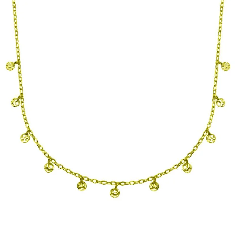 ladies necklaces heavy-Gold Plated 925 Sterling Silver Confetti Choker Necklace - DIN00092GP