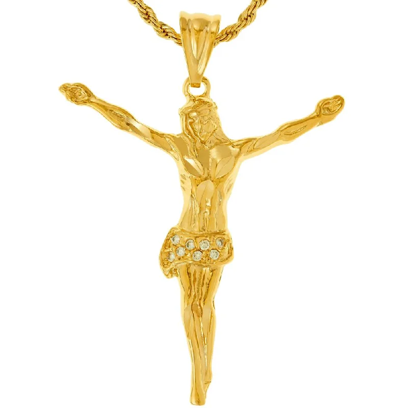 ladies necklaces infinity-Jesus Pendant Necklace with Cubic Zirconia